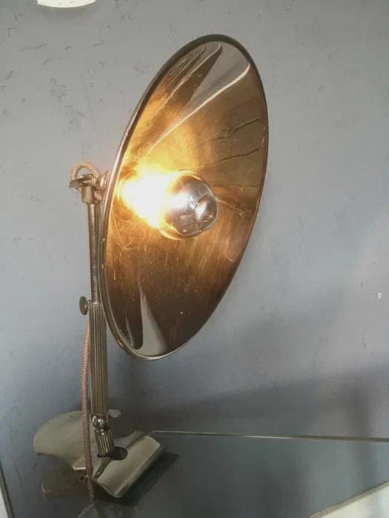 Glory industrial clamp lamp, chrome reflector shade, Germany, 1950s, Table lamps, Metal, Silver (photo 2 of 7)