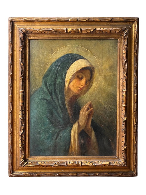 Peinture religieuse à l'huile sur toile du début du 20e siècle
