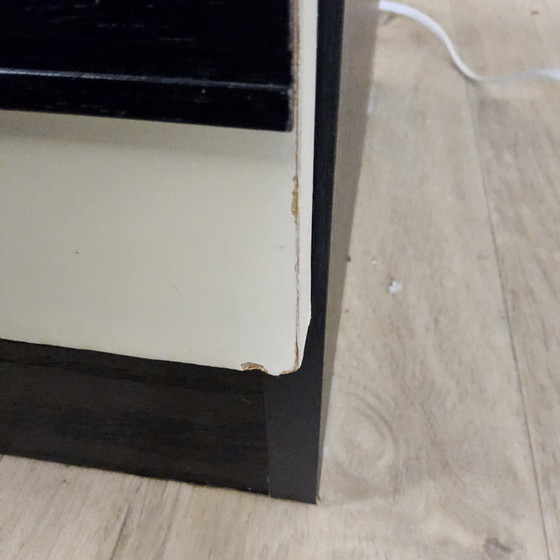 Image 1 of Set Vintage (jaren 80) Nachtkastjes zwart / wit retro Manta / 2 vintage nightstands (80s)