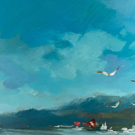Image 1 of Originales Ölgemälde: Sommerliche Meereslandschaft, versteckte Ecke am Meer