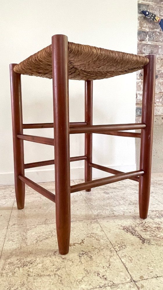 Image 1 of Vintage Geometric Straw Stool