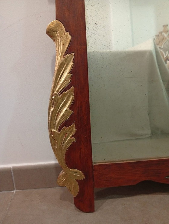 Image 1 of Prachtige originele art nouveau gebeeldhouwde spiegel