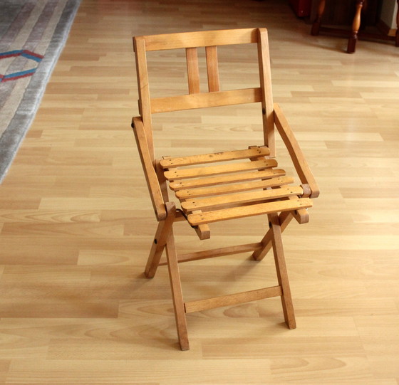 Image 1 of Vintage folding wooden children's chair 50s