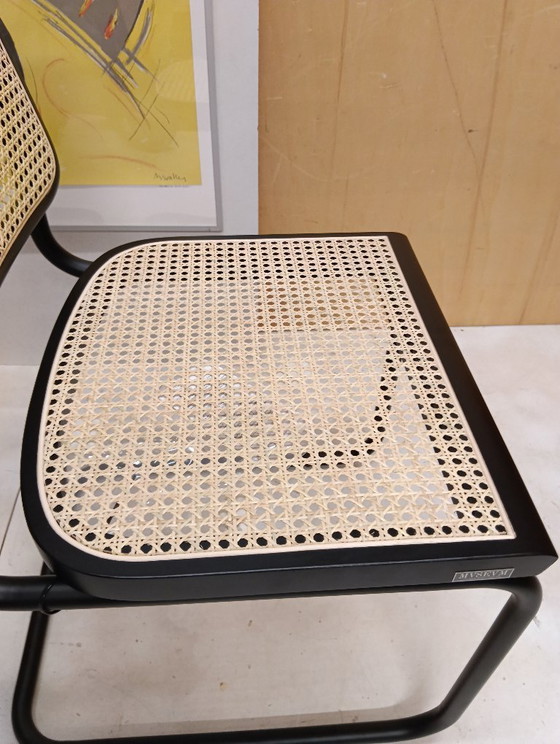 Image 1 of ALIVARMVSEVM 104. SET of 2 CESCA B32 Chairs (NEW) in Black Frame Limited Edition 
