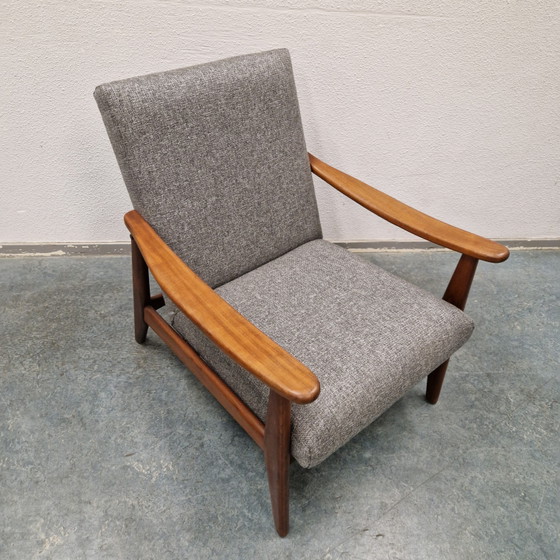 Fauteuil Vintage Easy Chair Récemment Retapissé Fauteuil Danois Années 60 – Textile, Wood (photo 5 of 12)
