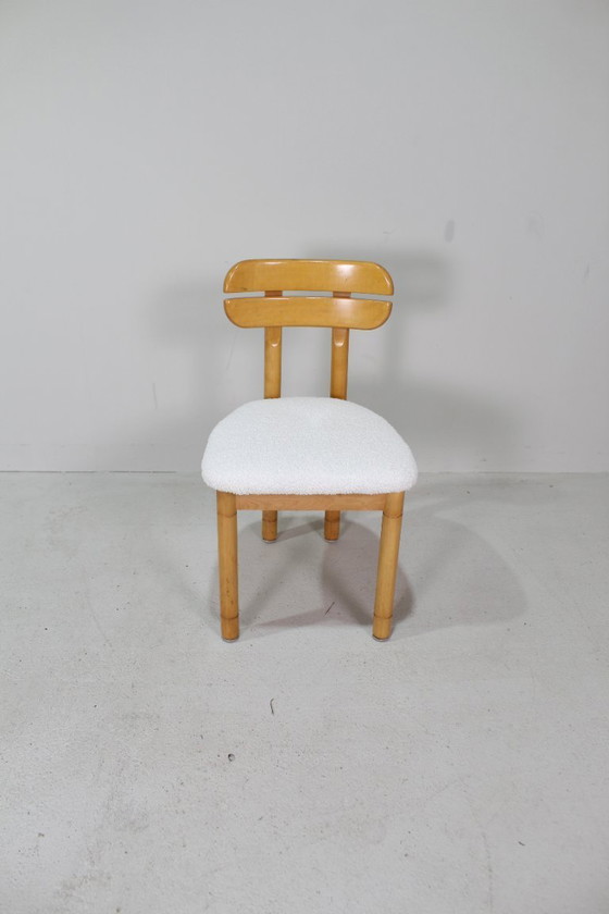 Image 1 of 4x vintage eetkamerstoelen - teddy en hout, jaren '70