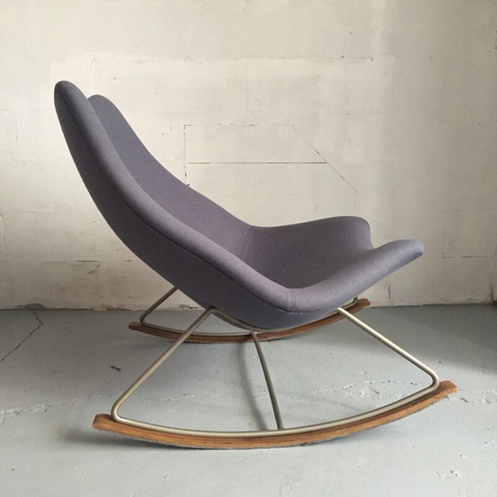 Image 1 of "F595" rocking chair in blue fabric and steel by Geoffrey HARCOURT for Artifort - 1960s