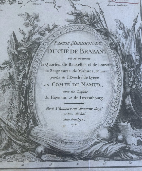 Engraving Duchy of Brabant (South) from 1752 - Vaugondy – Lithographs & prints, Glass, Wood (photo 2 of 5)