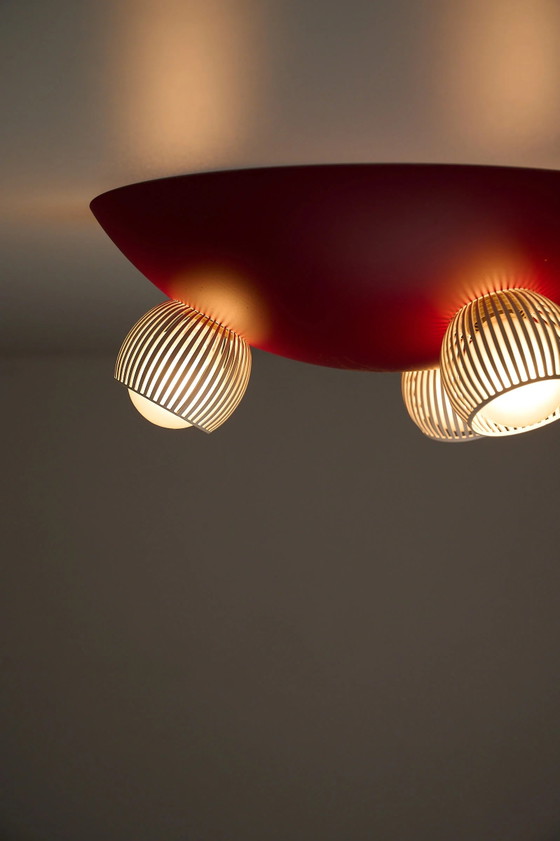 Space Age Flush Mount Ceiling Light, Metal, White (photo 2 of 7)