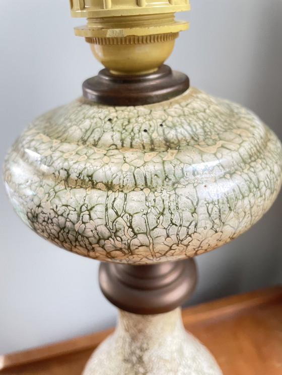 Image 1 of Vintage mid-century tall copper table lamp with faux marble effect