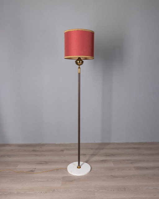 Lampada da terra vintage anni '50 in marmo e ottone, design italiano