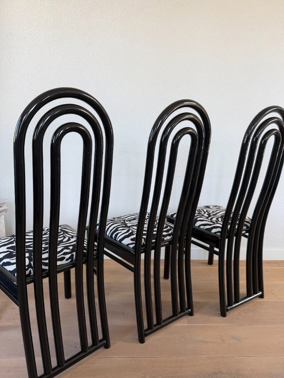 Image 1 of Set of 3 Postmodern Dining Chairs – Memphis Style – Zebra Print