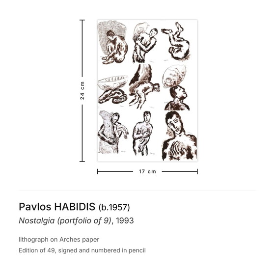 Pavlos Habidis ondertekende lithografie nostalgie (portfolio van 9) 1993 – Litho's & Zeefdrukken, Paper (photo 3 of 5)