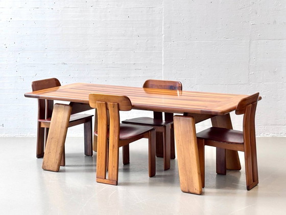 Image 1 of Sapporo dining set in walnut wood by Mario Marenco for Mobilgirgi, Italy, 1970s