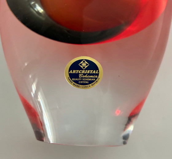 Image 1 of Glasobjekt „Eule“, Kunstkristall Bohemia