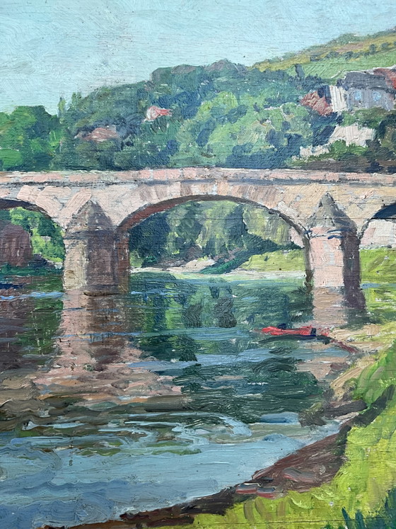 Image 1 of Constantin Font (1890–1954) – Huile originale sur panneau, Paysage français avec pont de pierre, vers 1935