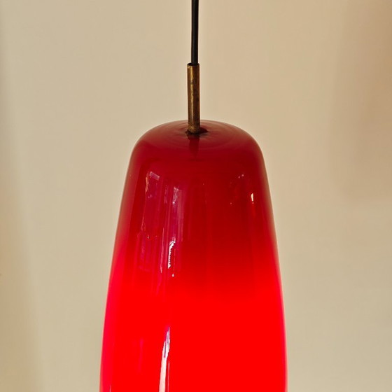 Image 1 of Vintage red glass pendant lamp