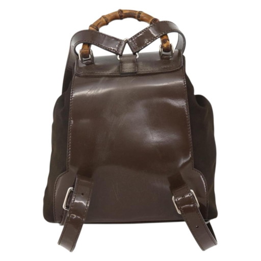 Sac à dos vintage en bambou Gucci – rugzakken, Leather, Canvas (photo 2 of 15)