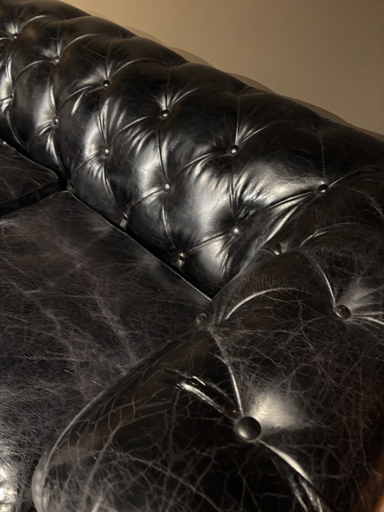 Image 1 of Chesterfield sofa Black grained leather