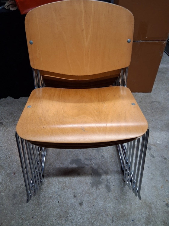 Sedie impilabili vintage - 6 pezzi – Sedie da pranzo, Metal, Wood (photo 5 of 5)