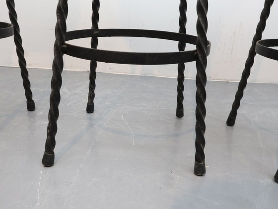 Image 1 of Set van 4 vintage barkrukken | Smeedijzer | Brutalist 