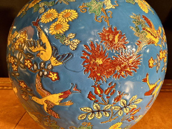 Image 1 of Grand Vase Boule Emaux De La Louvière