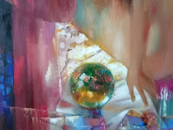 Original Oil Painting Abstract Figurative Girl Flowers Evening Melody – Paintings & Drawings, Canvas (photo 10 of 13)