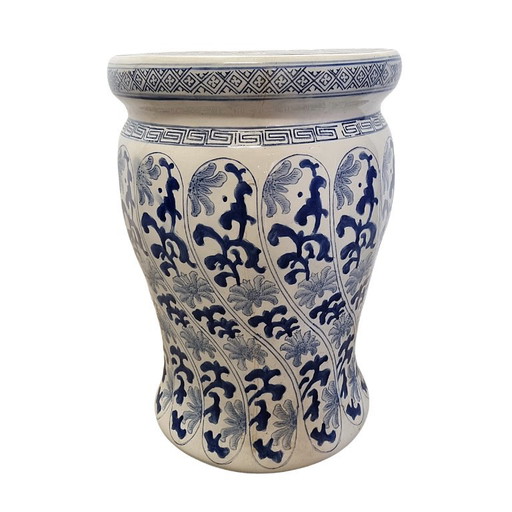 Taburete de jardín de cerámica china con decoración azul y blanca. – plantentafel, Ceramic