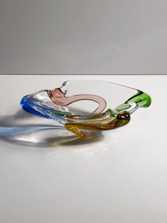 Image 1 of Ciotola in vetro ceco vintage František Zemek modello Rhapsody Sklo Union Swirl anni '50 metà secolo CZ