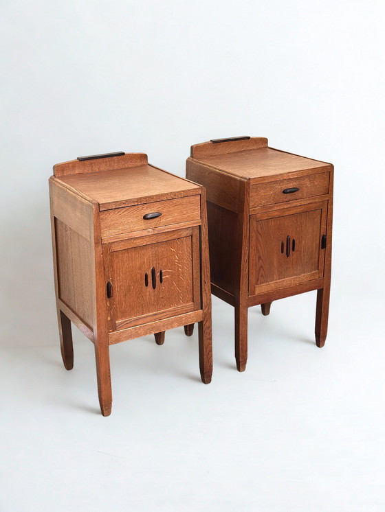 Image 1 of Nachttische der Amsterdamer Schule im Art-Deco-Stil