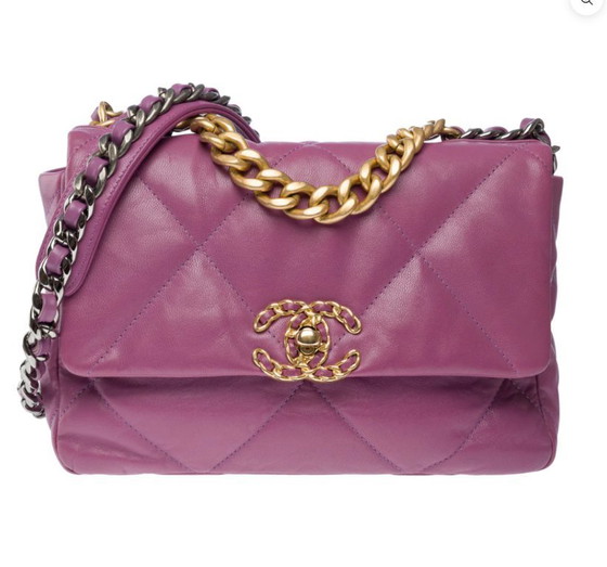 Image 1 of Borsa CHANEL Chanel 19 in cuoio viola - 101548