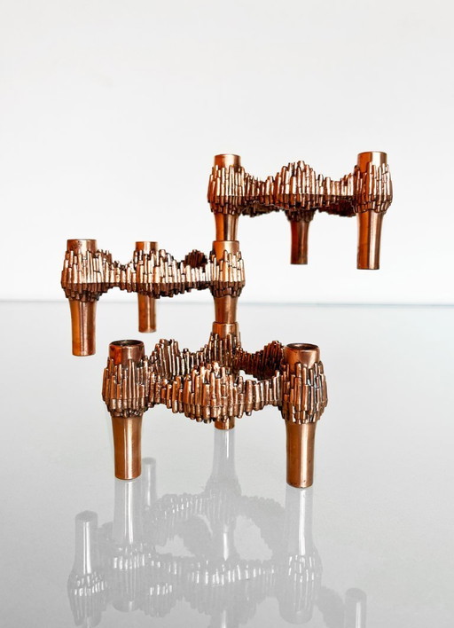 Vintage 70s BMF Quist Nagel kandelaar koperkleurig