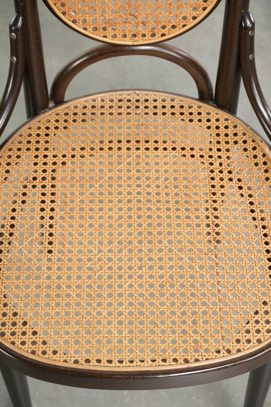 4x Original vintage Thonet Long John design webbing dining chair/bistro chair with curved wood – Klassiek (photo 6 of 13)