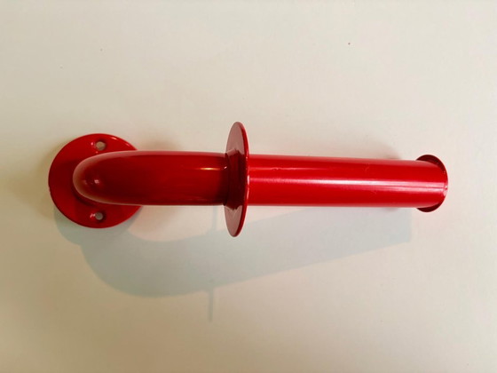 Image 1 of Set da bagno rosso vintage - portasciugamani - metallo verniciato stile industriale