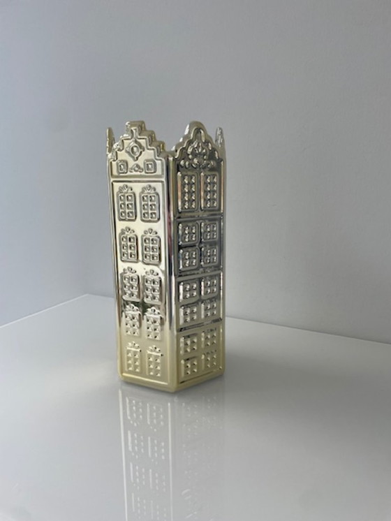 Image 1 of Architectural design vase with Amsterdam canal facades