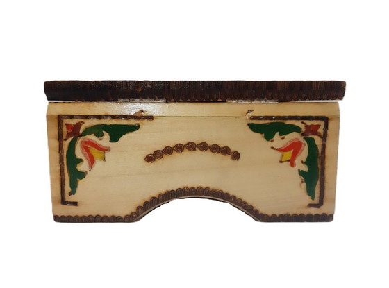 Image 1 of boîte en bois vintage pyrogravée