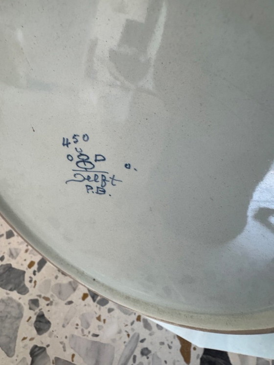 P.B. Delft – Grande piatto ottagonale in ceramica blu di Delft – Dipinto a mano – Circa 1900-1928 – PB Delft (photo 5 of 5)