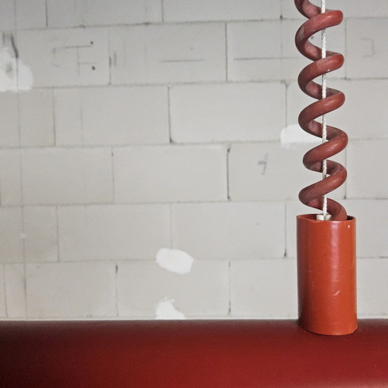 Image 1 of Vintage in hoogte verstelbare rode fluorescent buis lamp (Massive) (retro TL verlichting)