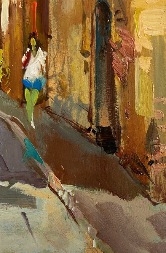 Image 1 of Original Oil Painting Summer Street Landscape Summer walk around the city