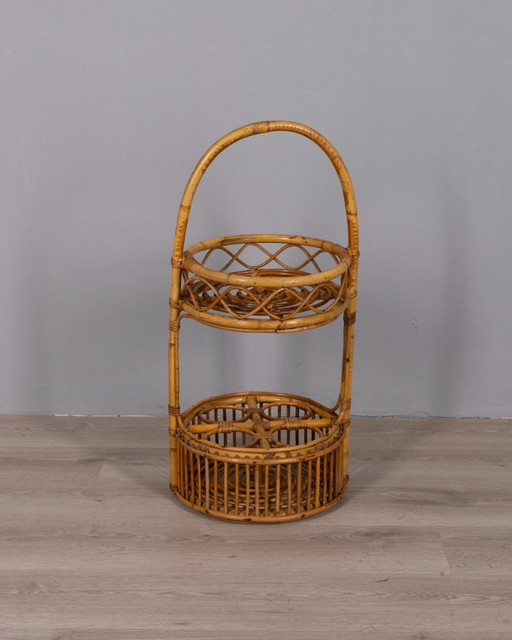 Vintage bamboe barmand, Italiaans design, jaren 60 – drankenkasten, Bamboo