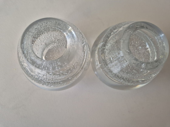 Vintage Kosta Boda ‘Sunflower’ Candle holders • Göran Wärff • Set of 2, Glass, Transparent (photo 5 of 5)