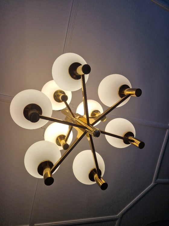 Lampada a sospensione vintage - Anni '50 a '60 - Italia – Lampade a sospensione, Vetro, Ottone (photo 12 of 15)