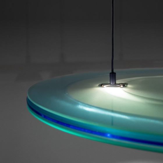 Image 1 of 1x  Space Age Aurora Blue Pendant by Arteluce, Perry King & Santiago Miranda, 1983