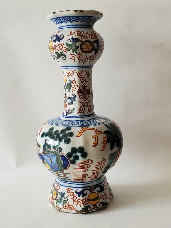 Image 1 of Polychrome Delftware bottle vase - Circa 1800 (ref 3870)