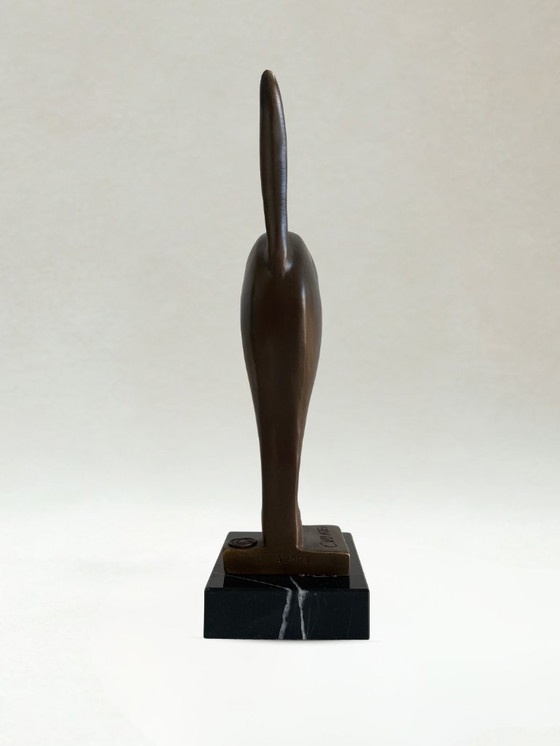 Image 1 of Art Deco bronzen panter – gesigneerd C. V. D. Hoef – 26 cm
