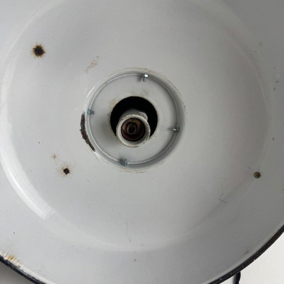 Image 1 of PAIRE D’ANCIENNES SUSPENSIONS EMAILLÉES « MAZDA » 35 CM INDUSTRIEL