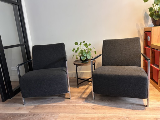 Dos sillas idénticas de diseño Harvink Alowa en muy buen estado. – fauteuils, Metal, Textile