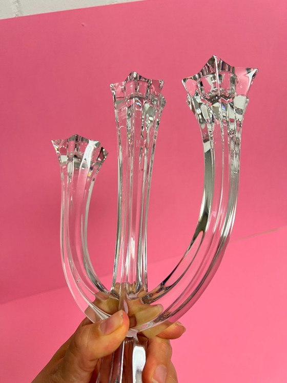 Image 1 of Candelabro vintage Villeroy & Boch a 3 bracci in cristallo al piombo Lucca, stile metà secolo.