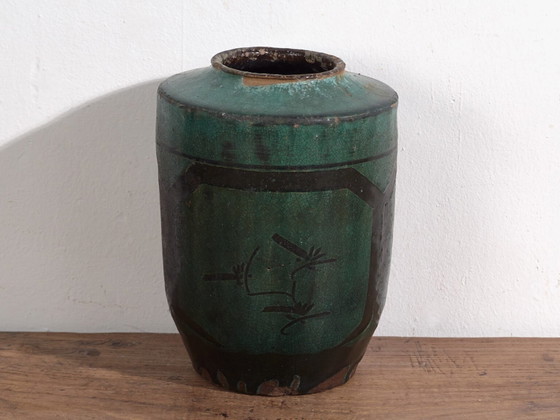 Antieke hoge turquoise groene vaas (ca. 1820) #37 – Vazen, Ceramic (photo 37 of 40)