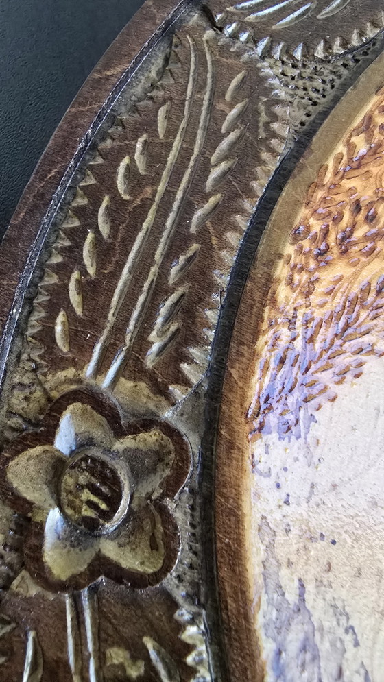 Piatto in legno intagliato a mano vintage Foresta Nera – 28cm Decorazione cervo pirografato (photo 8 of 15)